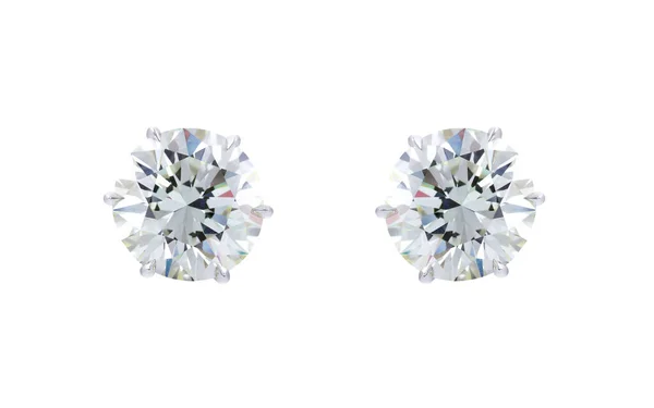 Крупним Планом Красиві Діамантові Сережки Ізольовані Білому Тлі — стокове фото