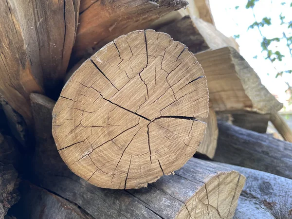 Closeup Dried Old Cracked Firewood — Stock Photo, Image