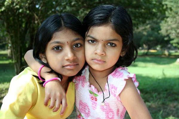 Bengaluru India Jan 2007 Younger Sister Affectionately Putting Her Arm — Stock Photo, Image