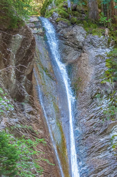 Tiro Vertical Uma Cachoeira Fluindo Semsales Suíça — Fotografia de Stock