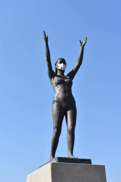 Daecheon Korea South Feb 2021 Statue Woman Bikini Wearing Mas — 스톡 사진