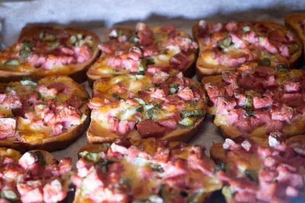 High Angle Shot Pizza Toast Bread — Stock Photo, Image