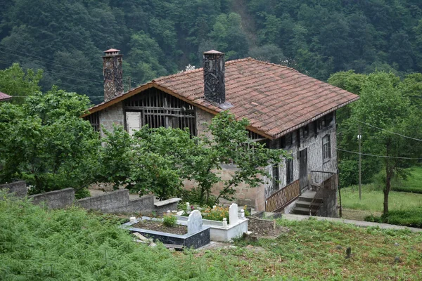 Een Close Van Een Oud Dorpshuis Omringd Door Bossen — Stockfoto