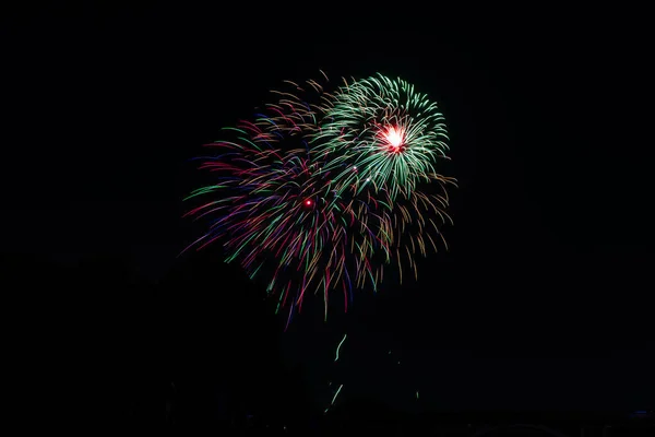 Colorful Fourth July Firework Dark Sky — Stock Photo, Image