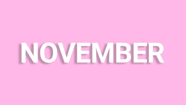 Een Illustratie Van Het Woord November Geïsoleerd Roze Achtergrond — Stockfoto