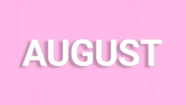 Μια Απεικόνιση Της Λέξης Αύγουστος Που Απομονώνεται Ροζ Φόντο — Φωτογραφία Αρχείου