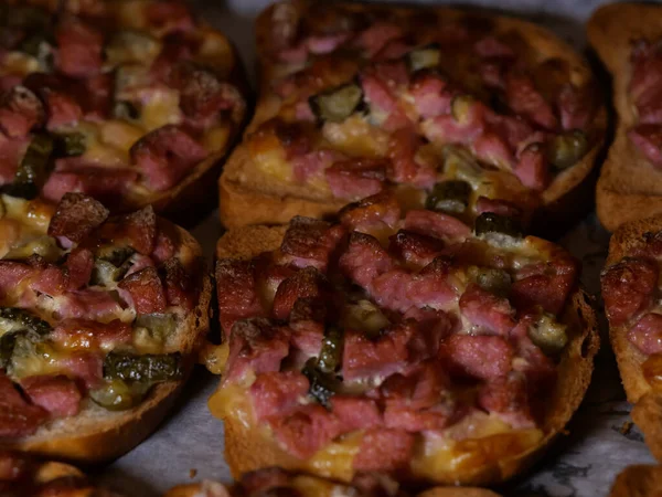 High Angle Shot Pizza Toast Bread — Stock Photo, Image