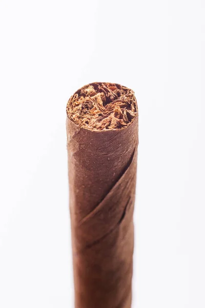 雪茄烟雪茄烟的一个元素在孤立的背景上垂直拍摄的照片 — 图库照片
