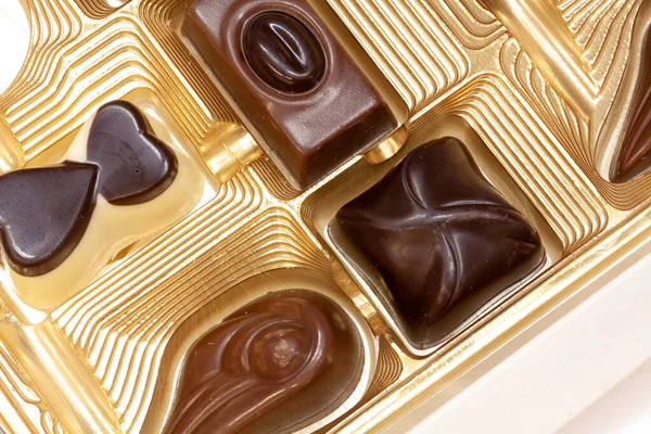 Bonbons Chocolat Assortis Dans Une Boîte — Photo