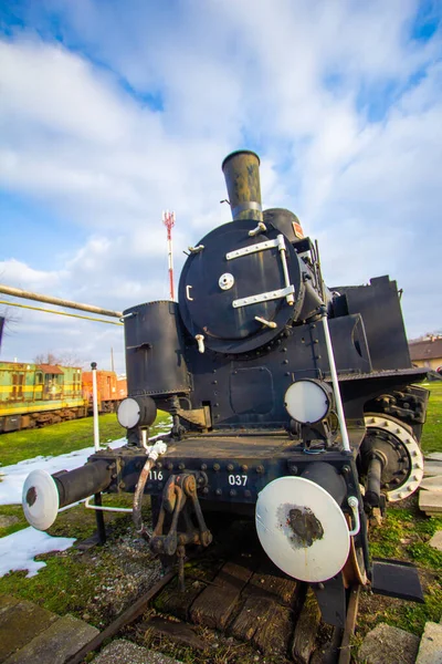 Zagreb Croatia Fevereiro 2013 Locomotiva Vapor Museu Ferroviário Croata Zagreb — Fotografia de Stock