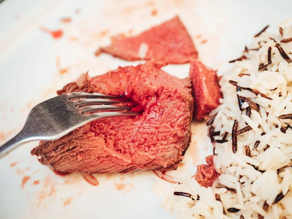 Primer Plano Plato Carne Parrilla Restaurante —  Fotos de Stock