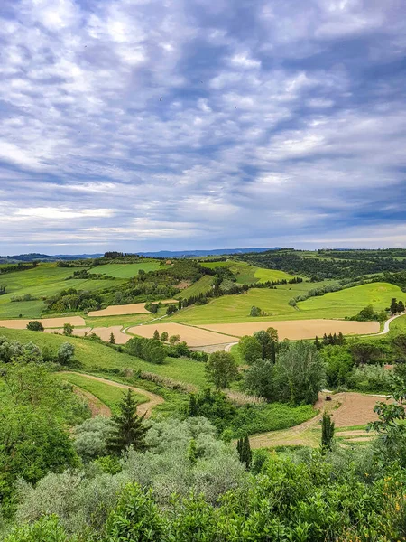Beautiful Shot Green Hills Fields Tuscany — Stock Photo, Image