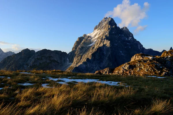 Famoso Watzmann Lado Sul Pôr Sol Pico Monte Hirschwieskopf Berchtesgaden — Fotografia de Stock