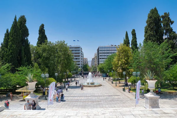 Афины Греция Мая 2021 Года Площадь Синтагма Фонтаном Греческим Парламентом — стоковое фото