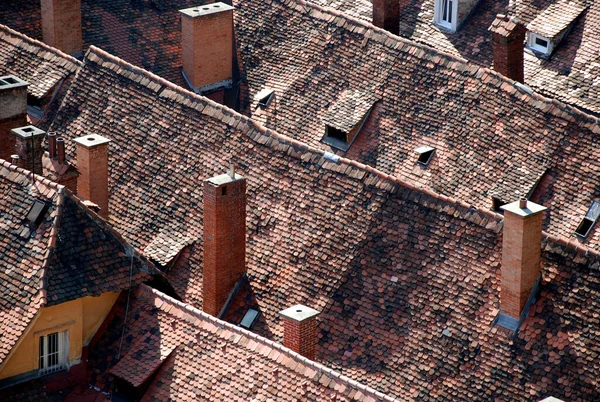 Schornsteine Und Rote Dächer Der Grazer Altstadt Österreich Steiermark — Stockfoto