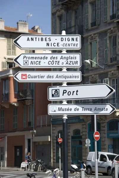 Nice France Oct 2012 Traffic Signs Directions Arrows Nice France — Stock Photo, Image