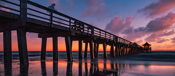 Jetée Naples Floride États Unis Lors Magnifique Coucher Soleil — Photo