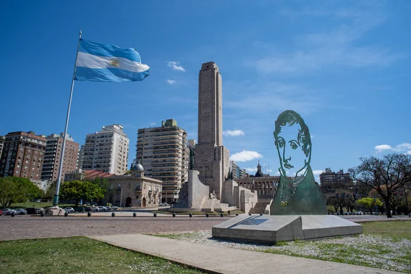 Rosario Argentina Oct 2020 Flag Park Sculpture Manuel Belgrano Waving — Stock Photo, Image