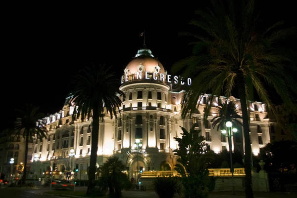 Güzel France Ekim 2012 Negresco Oteli Nin Aydınlatılmış Hali — Stok fotoğraf