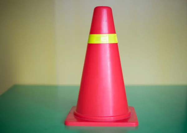 Closeup Shot Red Traffic Cone Blurred Background — Stock Photo, Image