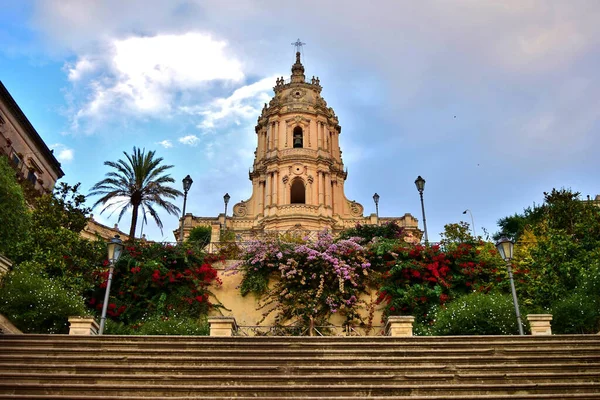 Modica Sicily Italy November 2015 Duomo San Giorgio Baroque Cathedral — 图库照片