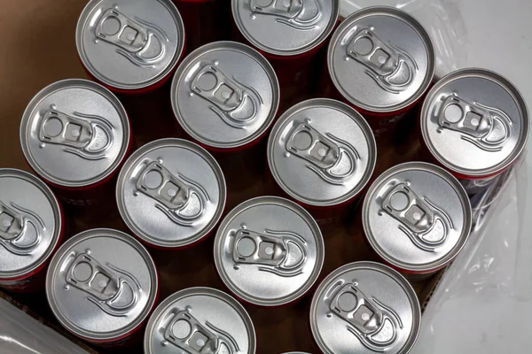 Top View Pack Many Cans — Stock Photo, Image