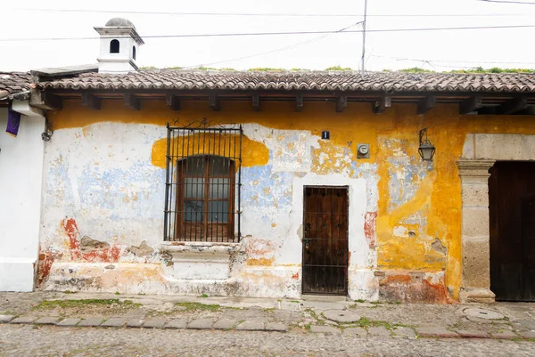 Colonial Architecture Hispanic Heritage City Antigua Guatemala Detail Facades Exterior —  Fotos de Stock