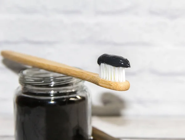 Group Natural Ingredients Prepare Toothpaste Activated Carbon — Stock Photo, Image