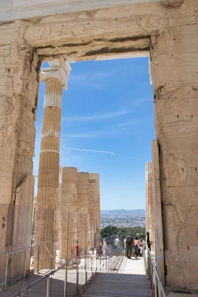 Atenas Grecia Mayo 2021 Propileas Acrópolis Atenas Primer Edificio Que — Foto de Stock