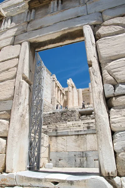 Propylaea Acropolis Atenas Primeiro Edifício Que Você Encontra Entrando Acropolis — Fotografia de Stock