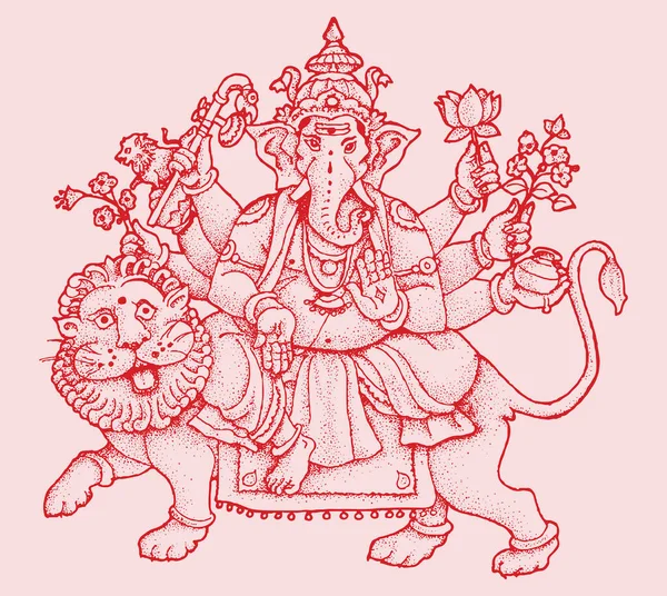 Zeichnung Oder Skizze Von Lord Ganesha Der Auf Dem Rücken — Stockfoto