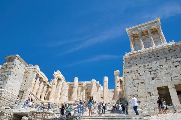 Атгенс Греція Травня 2021 Пропілея Афінського Акрополя Першою Будівлею Яку — стокове фото