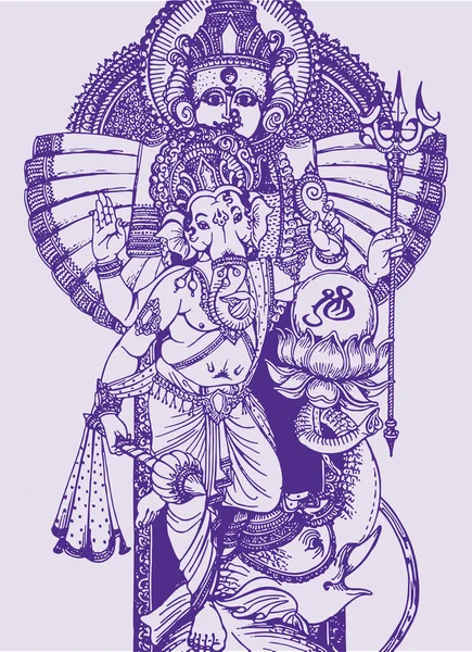 Dibujo Boceto Del Señor Ganesha Aislado Sobre Fondo Púrpura Claro —  Fotos de Stock