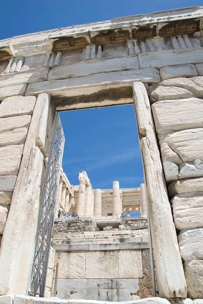 Пропілея Акрополя Афінах Першою Будівлею Яку Зустрінете Акрополі Афіни Греція — стокове фото