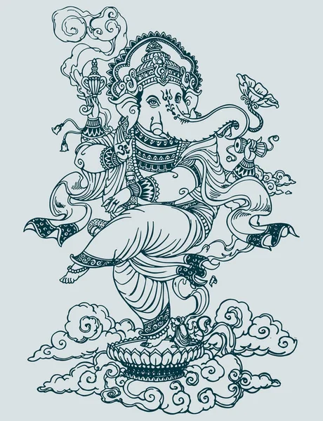 Drawing Sketch Lord Ganesha Isolated Light Blue Background — Stok fotoğraf