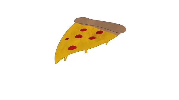 Illustration Slice Pizza Isolated White Background — Zdjęcie stockowe