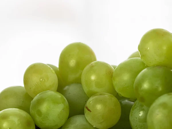 Closeup Shot Green Juicy Grapes White Background — Stock Fotó