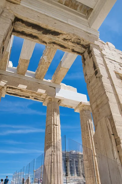 Propilea Dell Acropoli Atene Primo Edificio Che Incontra Entrando Nell — Foto Stock