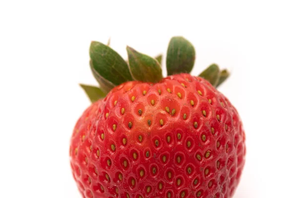 Closeup Shot Half Strawberry Isolated Background — Zdjęcie stockowe