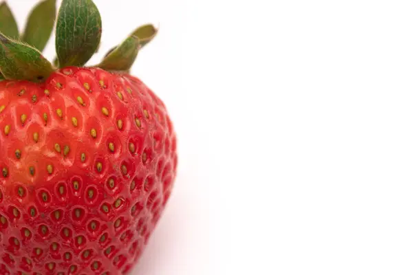 Closeup Shot Half Strawberry Isolated Background — Foto de Stock