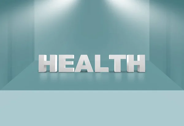 适合医疗保健和医学新闻的舞台空间健康文本的三维渲染 — 图库照片