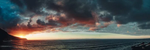 Panoramic View Sea Cloudy Sky Sunset — Stockfoto