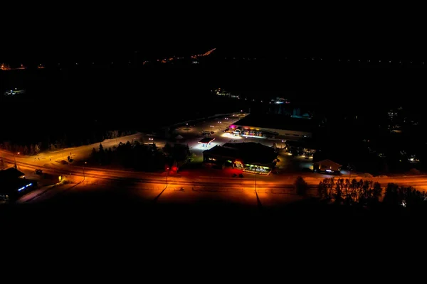 Akaslompolo Finland Jan 2021 Aerial View Jounin Kauppa Market Dark — Φωτογραφία Αρχείου