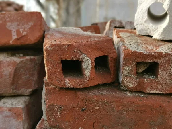 Closeup Shot Industrial Bricks Stacked Each Other — Foto Stock