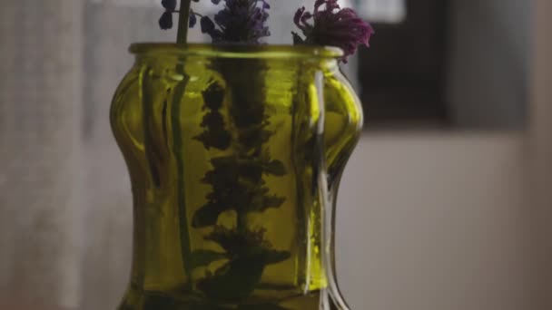 Uma Filmagem Flores Vaso Amarelo Uma Sala — Vídeo de Stock