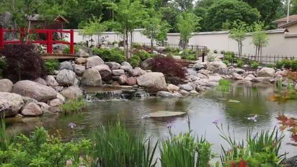 Footage Beautiful Park Small Lake Topeka — Stock Video