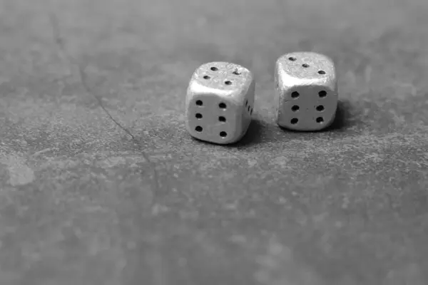 Grayscale Shot Two Dices — ストック写真