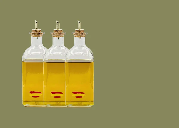 Eine Illustration Von Extra Nativen Olivenölflaschen Isoliert Auf Braunem Hintergrund — Stockfoto