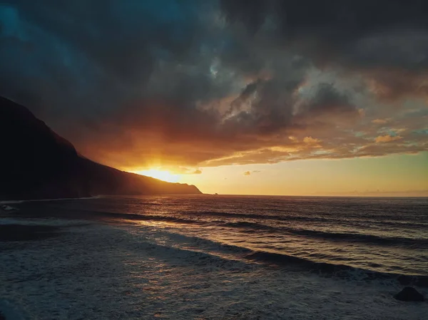 Beautiful Seascape Hill Cloudy Sky Sunset — Stock Fotó