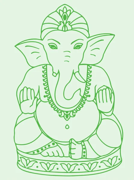 Drawing Sketch Sitting Lord Ganesha Isolated Light Green Background — Stockfoto